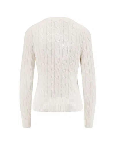 Polo Ralph Lauren Logo Contrast Knit Cardigan In White