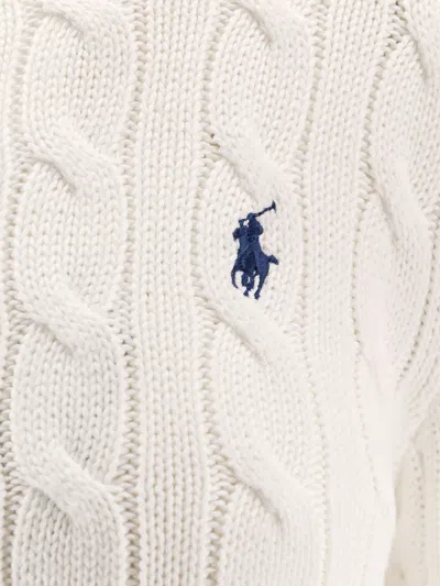 Polo Ralph Lauren Logo Contrast Knit Cardigan In White