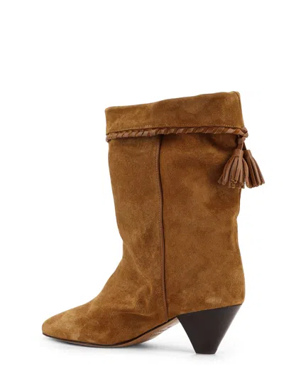 Isabel Marant Dalby Tasseled Leather-trimmed Suede Ankle Boots In Brown