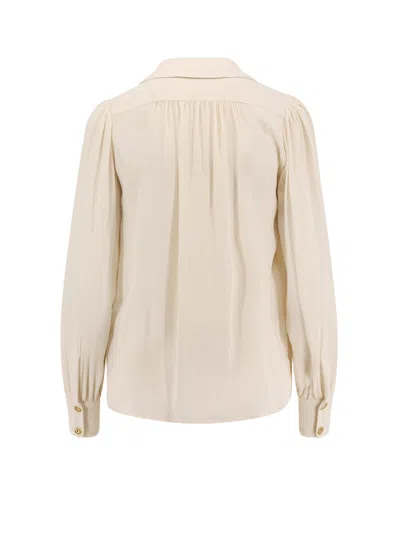 Elisabetta Franchi Logo Metal Detail Collar Shirt In Neutral