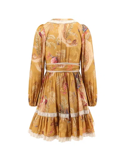 Zimmermann Ascension Lace-trimmed Tiered Printed Cotton-voile Mini Wrap Dress In Multi