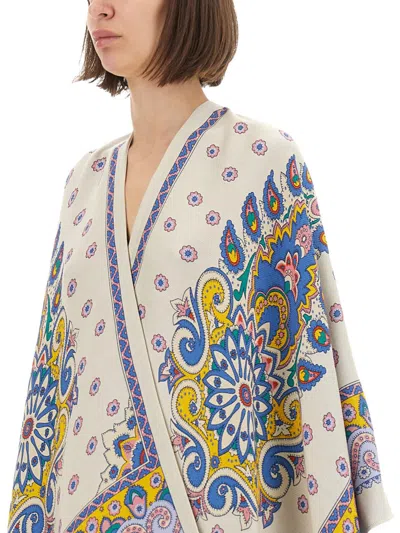 Etro Draped Daisy Cape Wide Sleeves