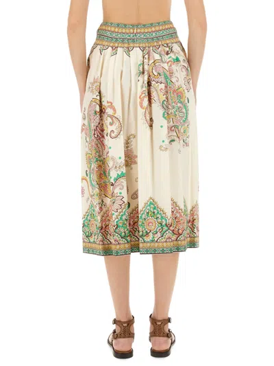 Etro Paisley Print Midi Skirt In Neutral