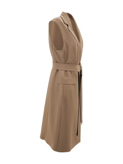 Max Mara Sleveless Jacket In Brown