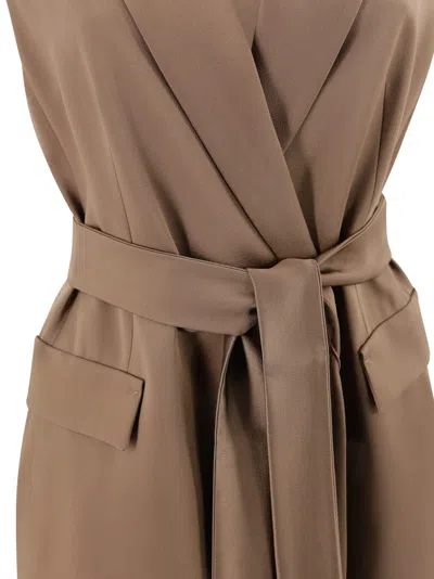 Max Mara Sleveless Jacket In Brown