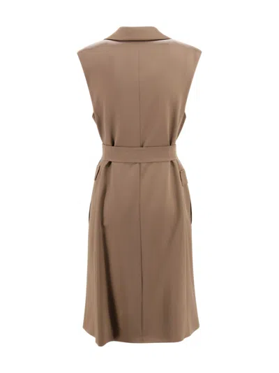 Max Mara Sleveless Jacket In Brown
