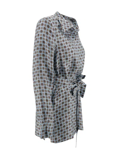 Max Mara Silk Print Shirt In Blue