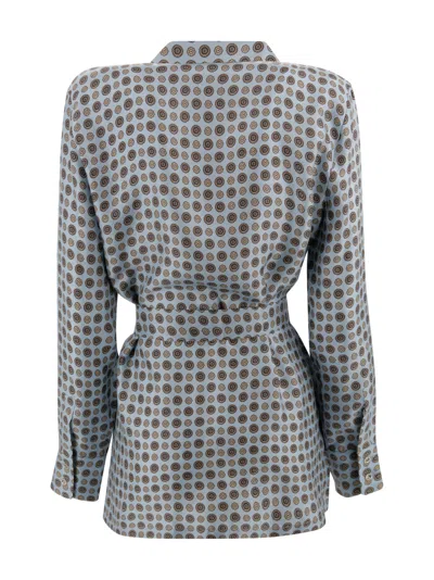 Max Mara Silk Print Shirt In Blue