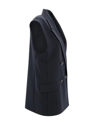 Max Mara Studio Waistcoat Woman Blue In Blue