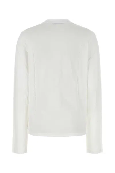 Prada Cotton Crew Neck T-shirt Long Sleeves In White