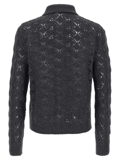 Jil Sander Openwork Wool Cardigan Sweaters And Cardigans Gray In Gray