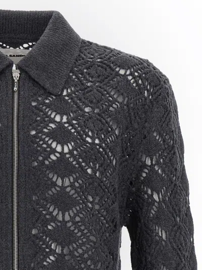 Jil Sander Openwork Wool Cardigan Sweaters And Cardigans Gray In Gray