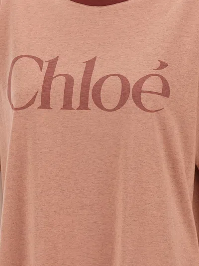Chloé Pink Cotton T-shirt With Logo