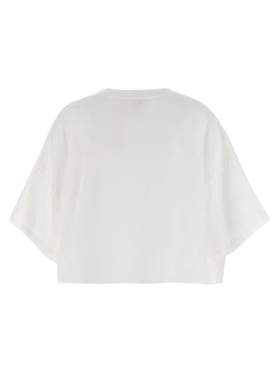Chloé White Cropped T-shirt With Logo Lettering Print In Cotton Woman In White