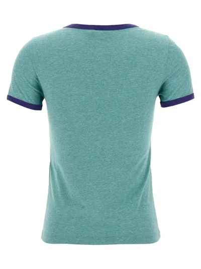 Chloé Green Crewneck T-shirt With Logo Lettering Print On The Front In Cotton Woman