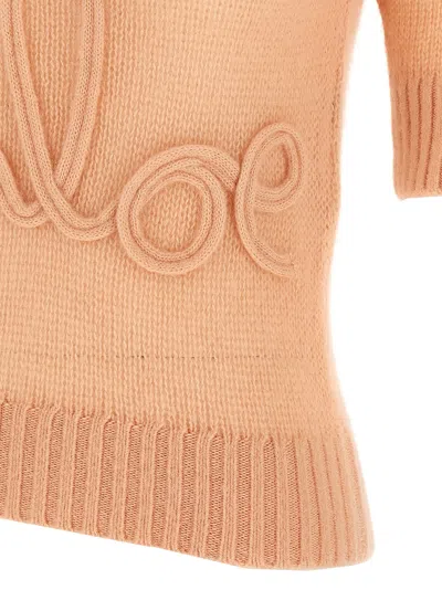 Chloé Wool And Silk Logo-applique Top In Pink
