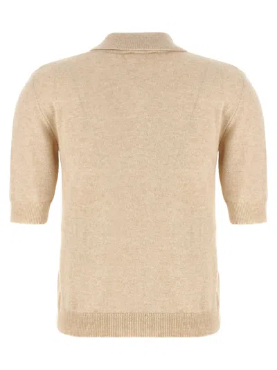 Moschino Knitwear Polo Collar Short Sleeves Ribbed Hem In Neutral