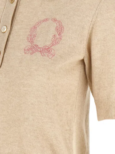 Moschino Knitwear Polo Collar Short Sleeves Ribbed Hem In Neutral