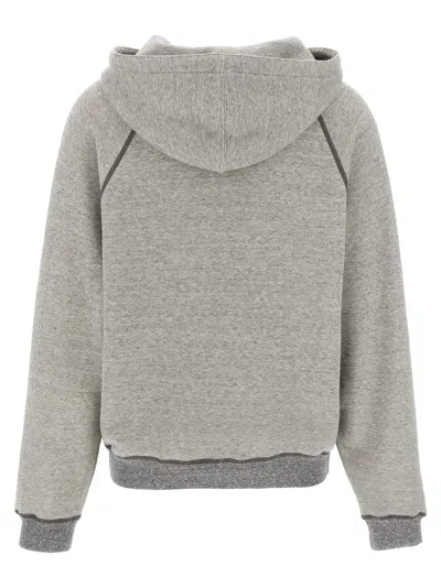Chloé Hooded Cotton Blend Sweatshirt With Kangaroo Pocket In Gray