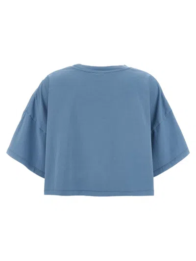 Chloé Oversize Signature Logo Crop Graphic T-shirt In Blue