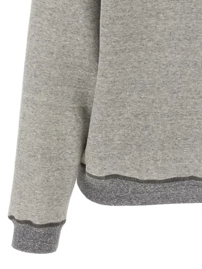Chloé Hooded Cotton Blend Sweatshirt With Kangaroo Pocket In Gray
