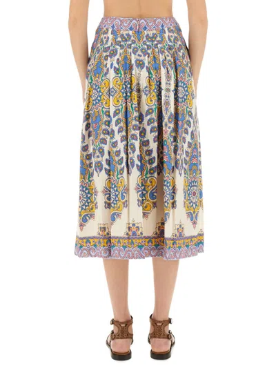 Etro Paisley Print Cotton Midi Skirt In Multi
