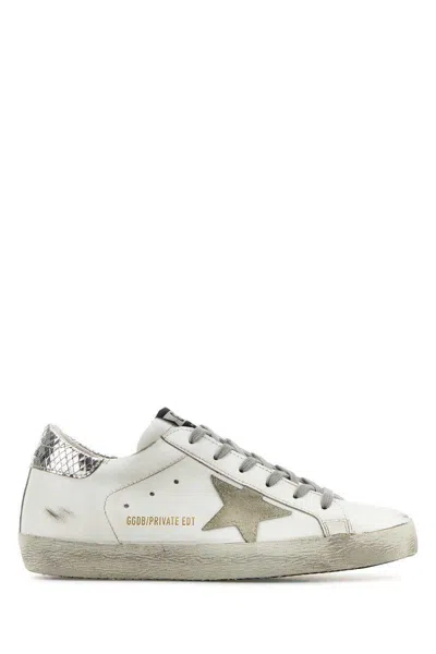 Golden Goose Super-star Sneakers With Suede Star And Silver Dx Heel Tab And Gold Sx Heel Tab Shoes In White