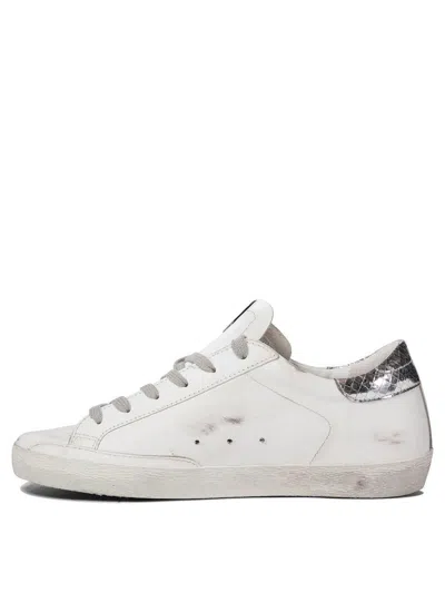 Golden Goose Super-star Sneakers With Suede Star And Silver Dx Heel Tab And Gold Sx Heel Tab Shoes In White