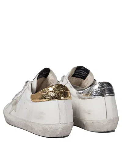 Golden Goose Super-star Sneakers With Suede Star And Silver Dx Heel Tab And Gold Sx Heel Tab Shoes In White