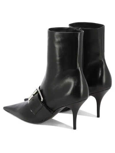 Balenciaga Women Leather Ankle Boots With Maxi Buckle In Black