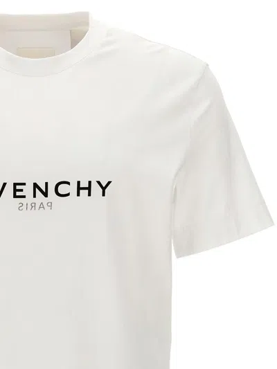 Givenchy White Crewneck T-shirt With Logo Print In Cotton Man