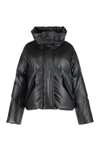 Mm6 Maison Margiela Embroidered Puffer Jacket In Black