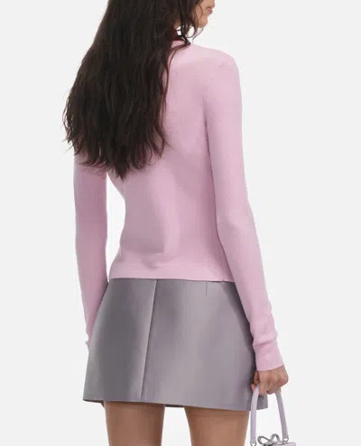 Self-portrait Self Portrait Women Wool Cardigan With Contrasting Collar In Pink