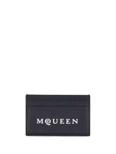 Alexander Mcqueen Leather Card Case With Multiple Compartments In Black