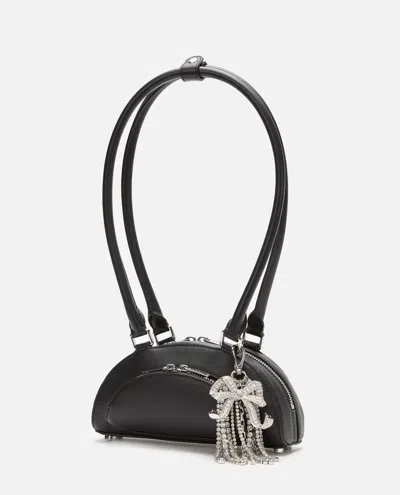 Self-portrait Black Leather Mini Shoulder Bag With Charm