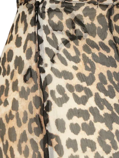Ganni Animal Print Flared Layered Leopard Skirt