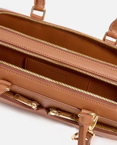 Self-portrait Tan Leather Baguette Shoulder Bag With Charm In Black