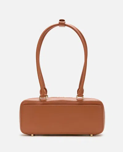 Self-portrait Tan Leather Baguette Shoulder Bag With Charm In Black