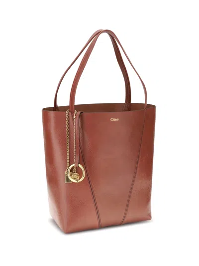 Chloé Spin Leather Shoulder Bag In Brown