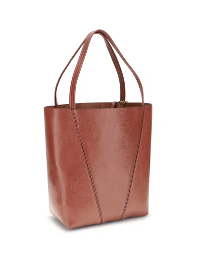 Chloé Spin Leather Shoulder Bag In Brown
