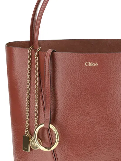 Chloé Spin Leather Shoulder Bag In Brown