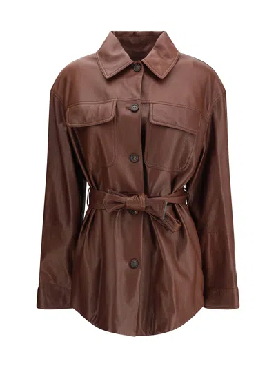 Brunello Cucinelli Long Sleeve Leather Jacket