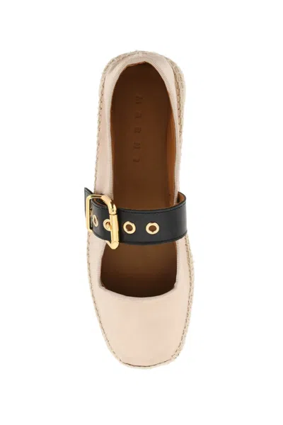 Marni Mary Jane Platform Buckled Satin Espadrilles