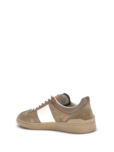 Valentino Low Top Sneaker Contrast Stitching In Brown