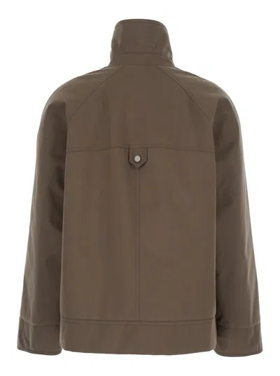 Brunello Cucinelli Grey Jacket With Classic Collar With Snap Buttons In Cotton Blend Woman