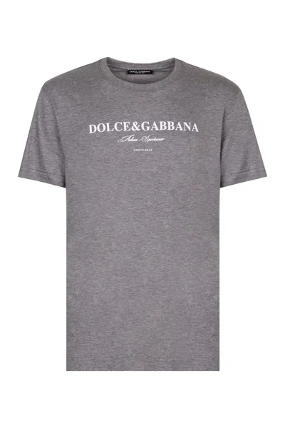 Dolce & Gabbana Cotton T-shirt With Print In Gray