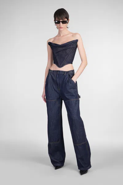 Magda Butrym Magda Burtym Loose Leg Industrial Denim Trousers In Blue