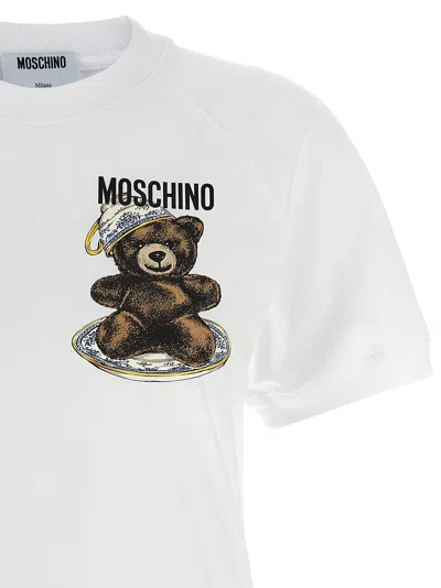 Moschino Crew Neck Graphic Print Short Sleeves Top In White