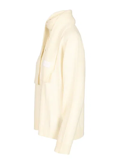 Mm6 Maison Margiela Wool Blend Cardigan Knitwear White In Neutral