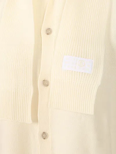Mm6 Maison Margiela Wool Blend Cardigan Knitwear White In Neutral